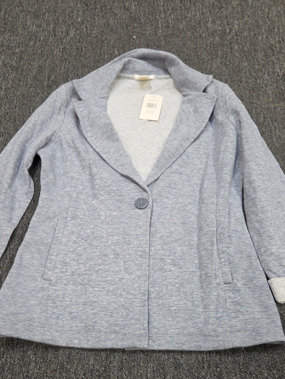 (#4) Matty M Light Blue Knit Single-Button Blazer